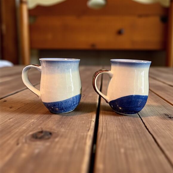 Vintage Otagiri Lighthouse Mugs-Pair-Hand Painted-Seaside Pottery-Coastal-Japan - Picture 3 of 8